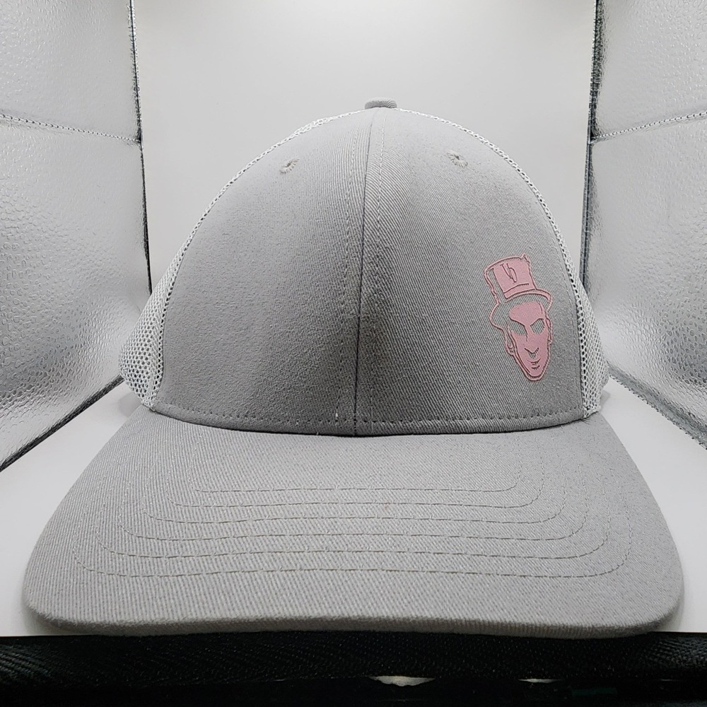 Voodoo Doughnut Trucker Hat Mens Grey White‎ Pink Logo Snapback Mesh Cap